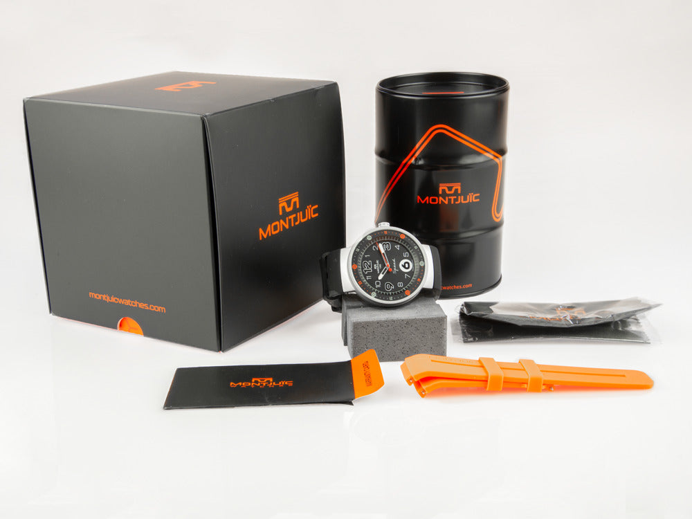 Montre à Quartz Montjuic Standard, Acier Inoxydable, Noir, 43 mm, MJ1.0101.S