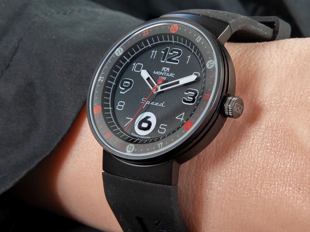 Montre à Quartz Montjuic Standard, Acier Inoxydable, Noir, 43 mm, MJ1.0102.B