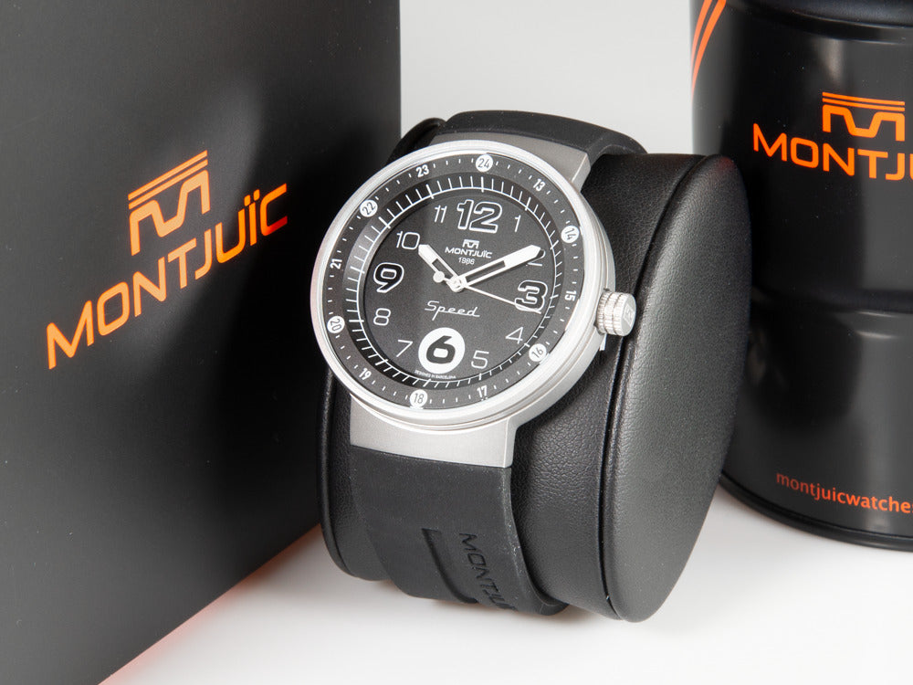 Montre à Quartz Montjuic Elegance, Acier Inoxydable, Noir, 43 mm, MJ1.0103.S