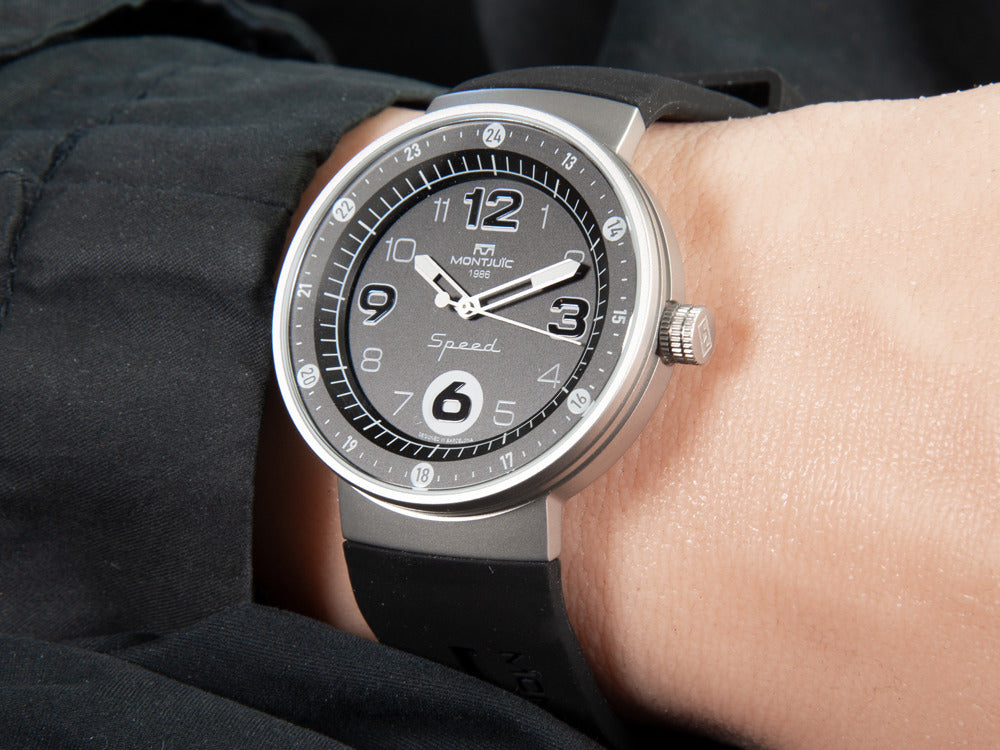 Montre à Quartz Montjuic Elegance, Acier Inoxydable, Noir, 43 mm, MJ1.0103.S