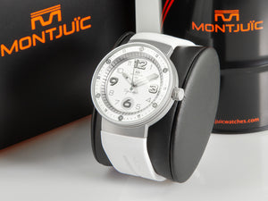 Montre à Quartz Montjuic Elegance, Acier Inoxydable, Blanc, 43 mm, MJ1.0406.S