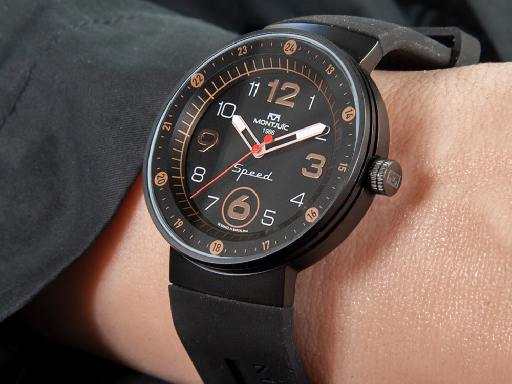 Montre à Quartz Montjuic Elegance, Acier Inoxydable, Noir, 43 mm, MJ1.0507.B