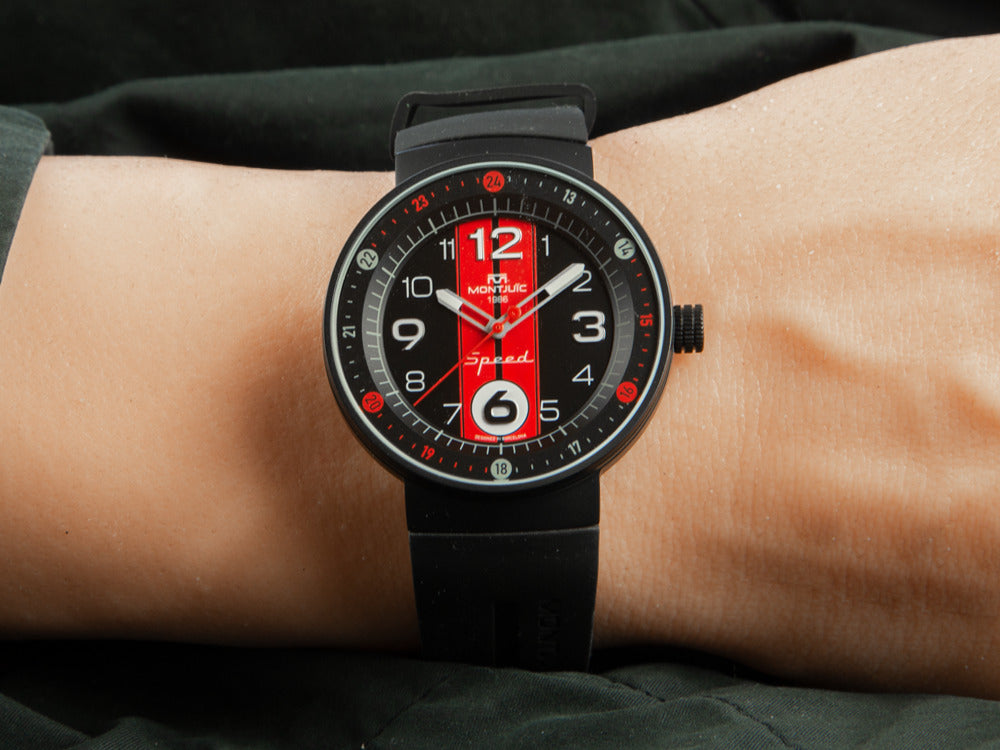 Montre à Quartz Montjuic Sport, Acier Inoxydable 316L, Noir, 43 mm, MJ1.0602.B