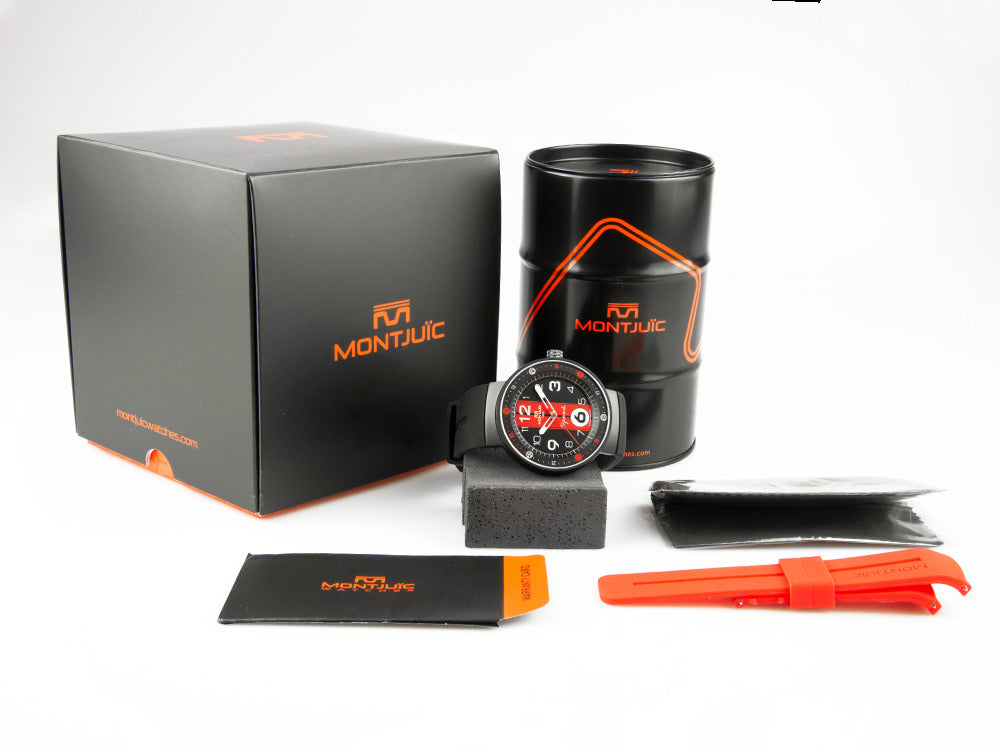 Montre à Quartz Montjuic Sport, Acier Inoxydable 316L, Noir, 43 mm, MJ1.0602.B