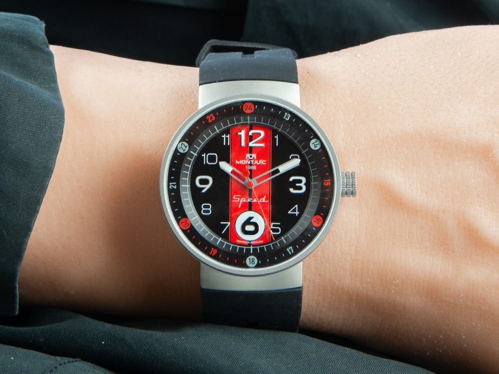 Montre à Quartz Montjuic Sport, Acier Inoxydable 316L, Noir, 43 mm, MJ1.0602.S