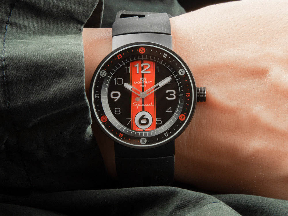 Montre à Quartz Montjuic Sport, Acier Inoxydable 316L, Noir, 43 mm, MJ1.0801.B