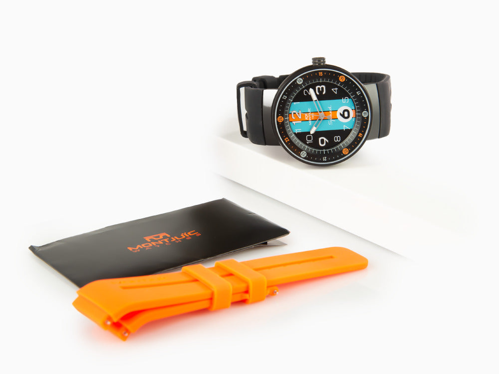 Montre à Quartz Montjuic Special, Acier Inoxydable 316L, Noir, 43 mm, MJ1.1201.B