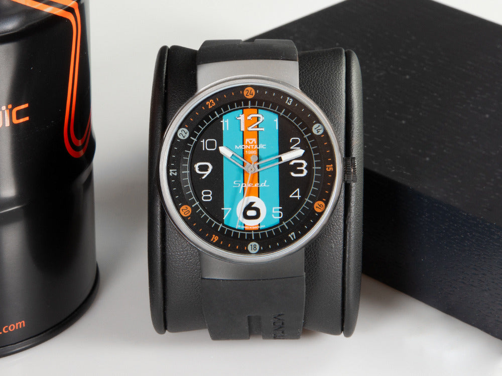 Montre à Quartz Montjuic Special, Acier Inoxydable 316L, Noir, 43 mm, MJ1.1201.S