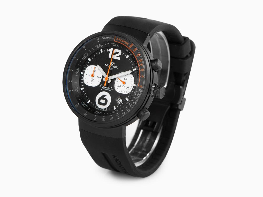 Montre à Quartz Montjuic Speed Chronograph, Noir, 45mm, MJ2.0101.B