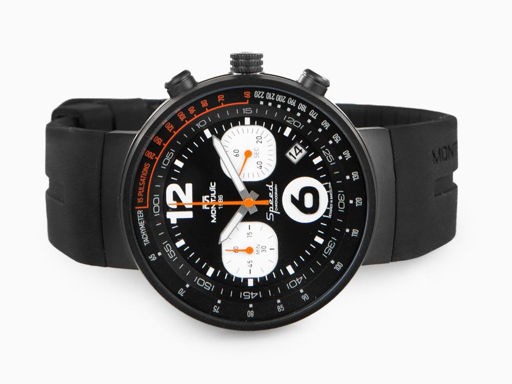 Montre à Quartz Montjuic Speed Chronograph, Noir, 45mm, MJ2.0101.B
