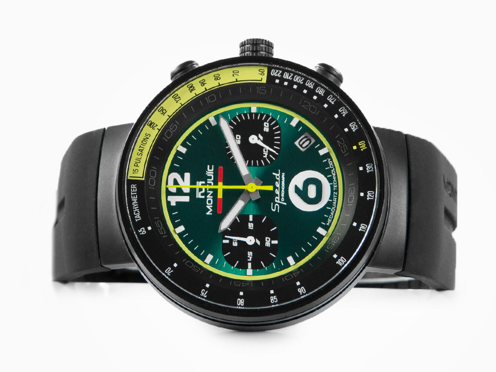 Montre à Quartz Montjuic Bahréin Speed Chrono, Acier, Vert, 45 mm, MJ2.0906.B