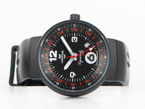 Montre Quartz Montjuic Speed GMT, Acier Inoxydable, DLC, Noir, 43mm, MJ3.0202.B