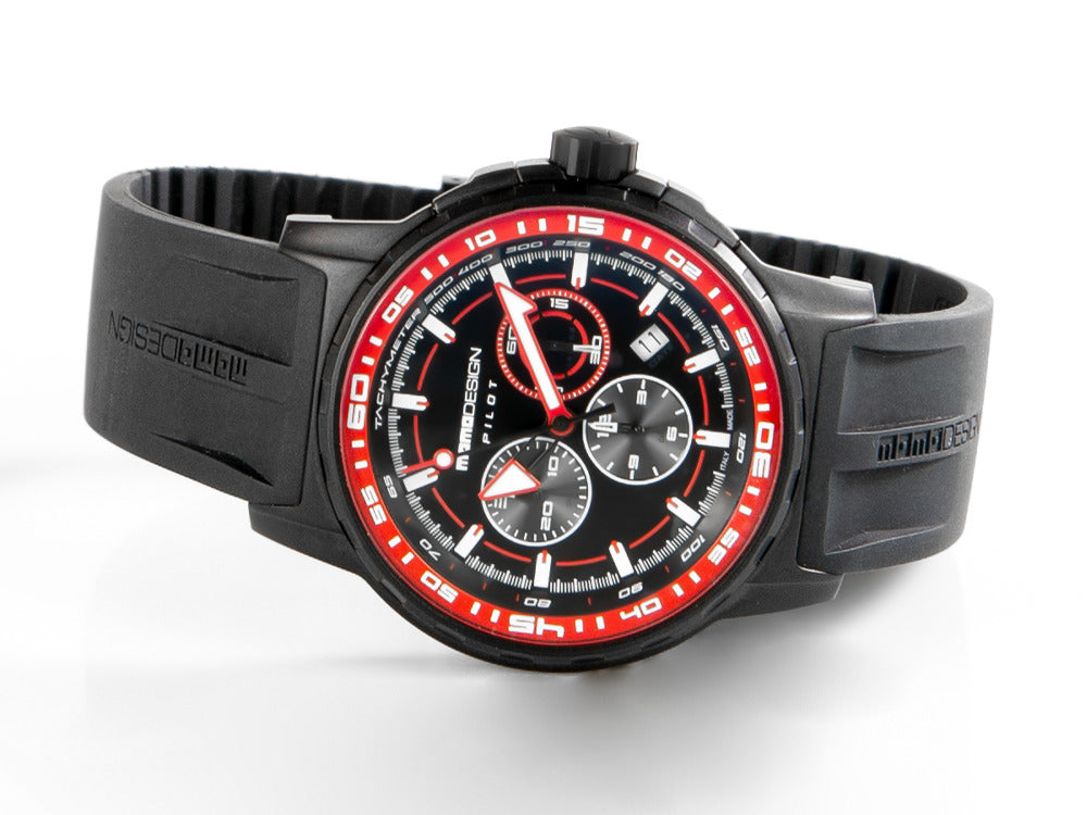 Montre  Momo Design Pilot Pro Crono Quarzo, PVD, Chronographe, 46mm,MD2164BK-41