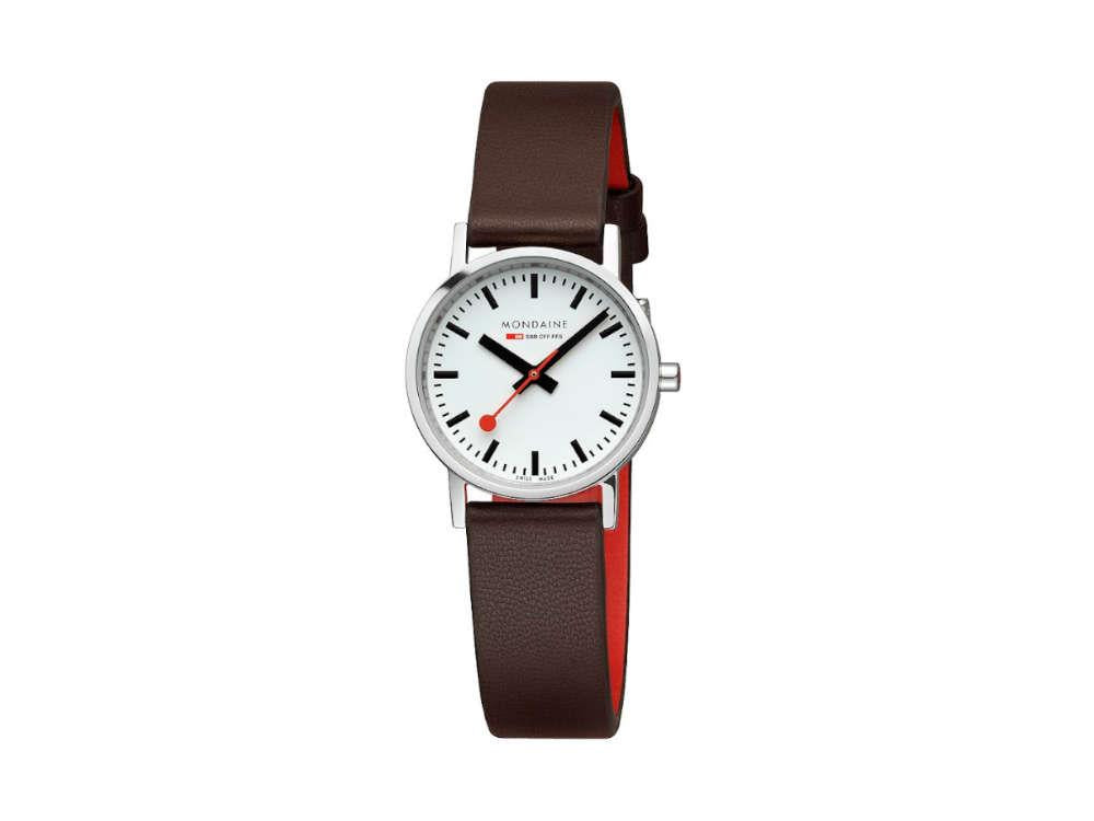 Montre à Quartz Mondaine Classic SBB, Blanc, 30 mm, Cuir, A658.30323.11SBG