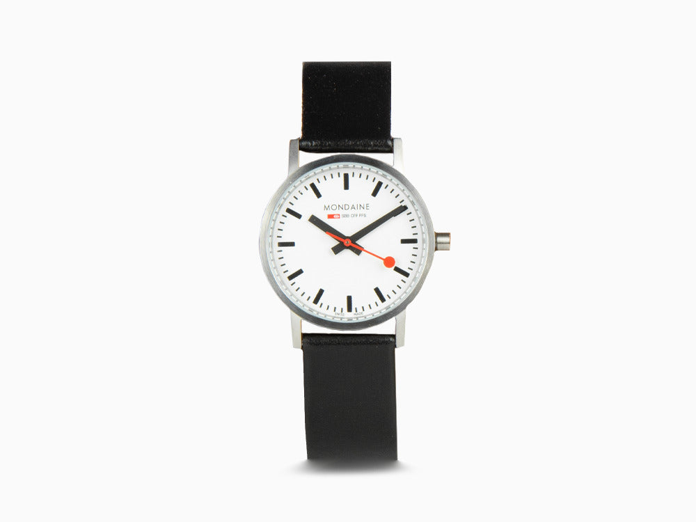 Montre à Quartz Mondaine Classic, Blanc, 30 mm, Cuir, A658.30323.16SBB