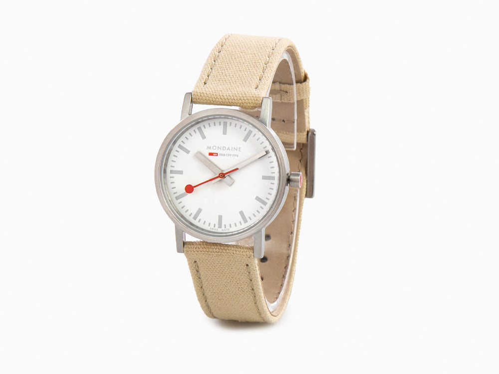 Montre à Quartz Mondaine Classic, Blanc, 30 mm, Textile, A658.30323.17SBK