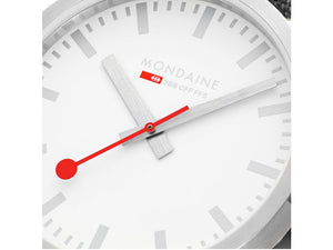 Montre à Quartz Mondaine Classic, Blanc, 40 mm, Textile, A660.30360.17SBB