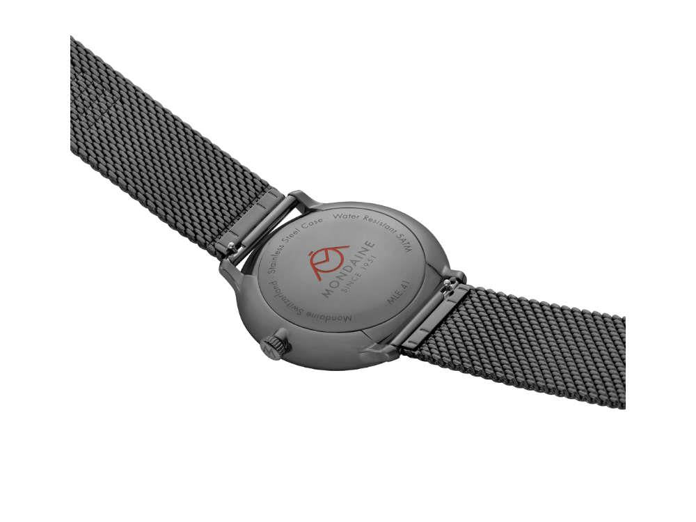 Montre à Quartz Mondaine Doppio IP Gun, Noir, 41 mm, MLE.41220.SM