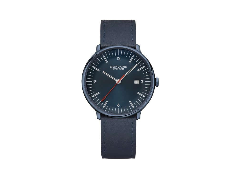 Montre à Quartz Mondaine Doppio IP, Bleu, 41 mm, MLE.41240.LDV