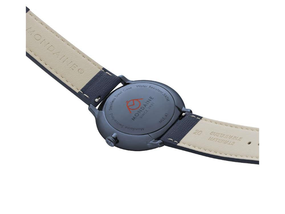 Montre à Quartz Mondaine Doppio IP, Bleu, 41 mm, MLE.41240.LDV