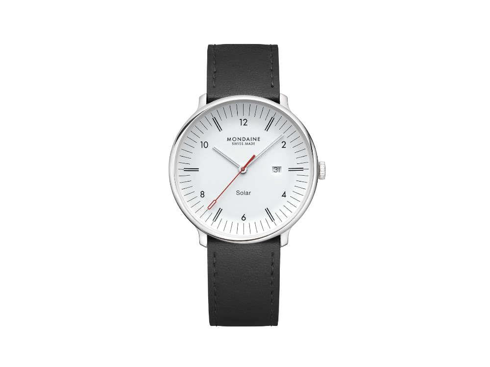 Montre à Quartz Solar Mondaine Doppio, Blanc, 41 mm, MLE.41910.LBV