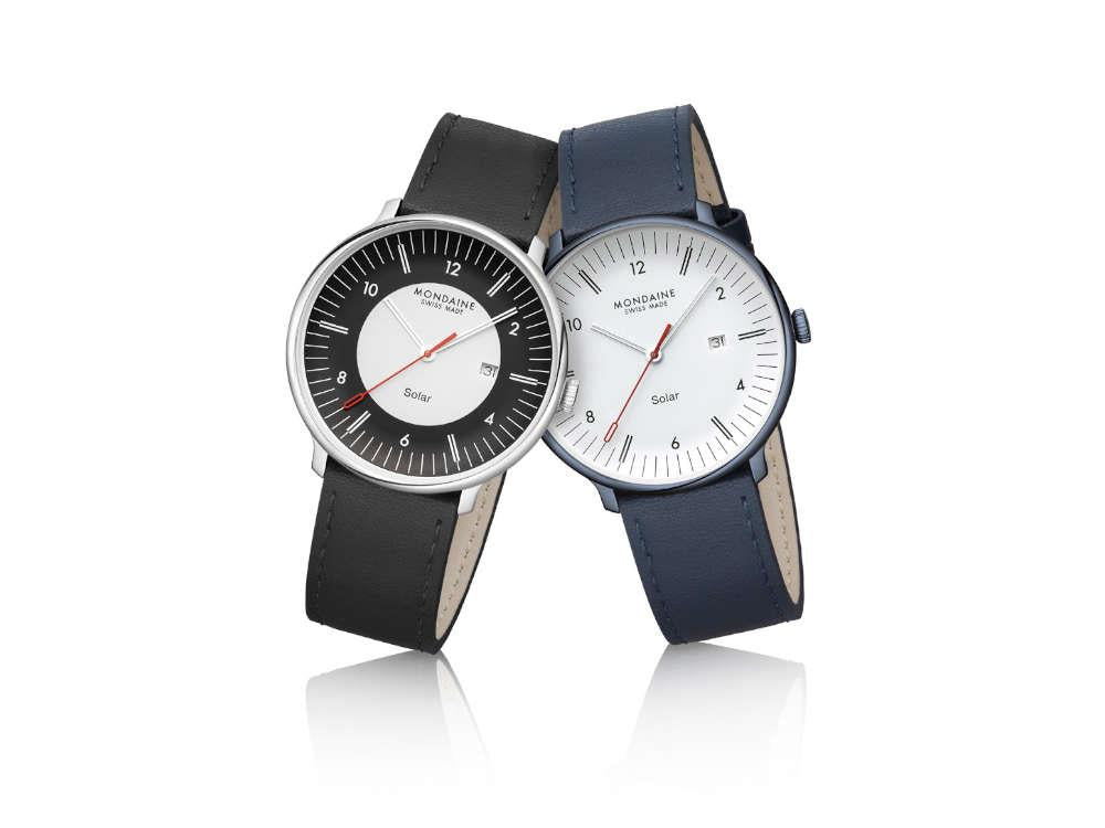 Montre à Quartz Solar Mondaine Doppio, Blanc, 41 mm, MLE.41910.LDV