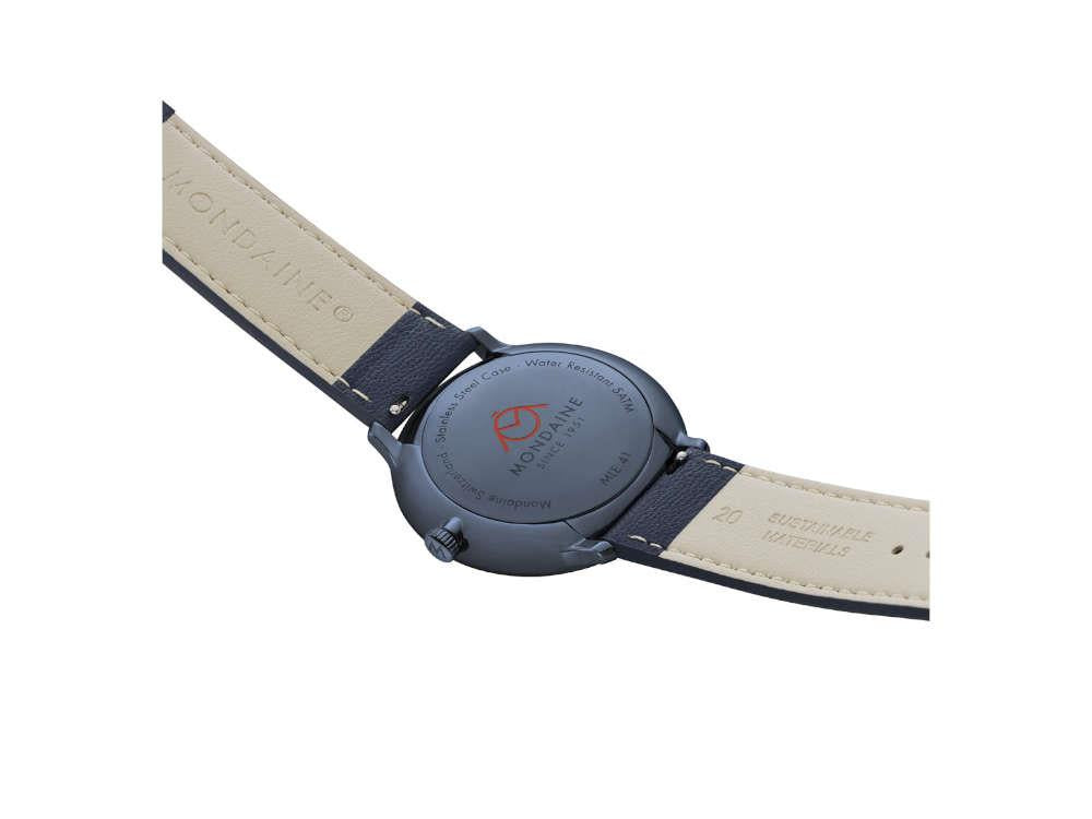 Montre à Quartz Solar Mondaine Doppio IP, Blanc, 41 mm, MLE.41910.LQV