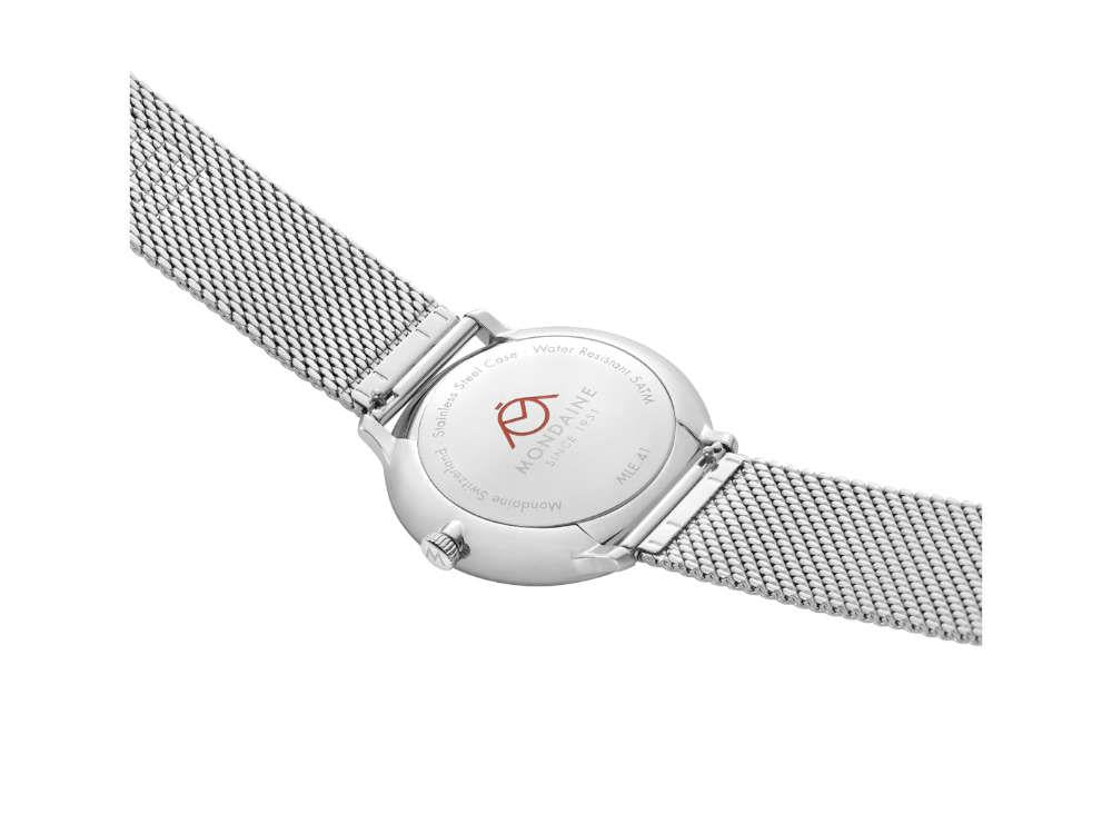Montre à Quartz Solar Mondaine Doppio, Blanc, 41 mm, MLE.41910.SM