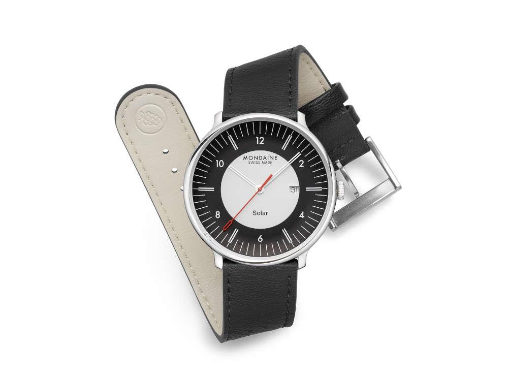 Montre à Quartz Solar Mondaine Doppio, Blanc, 41 mm, MLE.41920.LBV