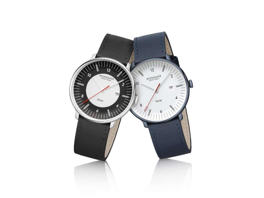 Montre à Quartz Solar Mondaine Doppio, Blanc, 41 mm, MLE.41920.LBV