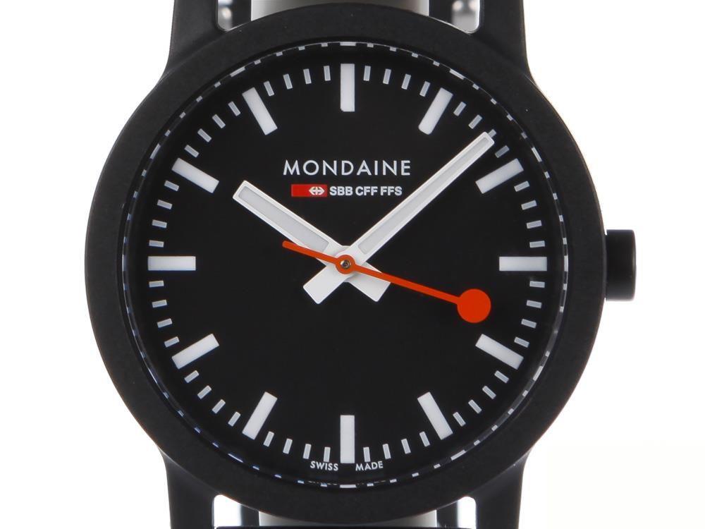 Montre à Quartz Mondaine Essence, Écologique - recyclé, Noir, 32mm, MS1.32120.RB