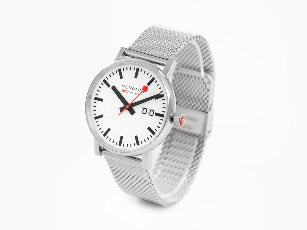 Montre à Quartz Mondaine SBB Evo2 Big, Blanc, 40 mm, Jour, MSE.40210.SM