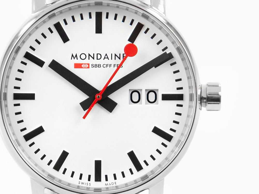 Montre à Quartz Mondaine SBB Evo2 Big, Blanc, 40 mm, Jour, MSE.40210.SM