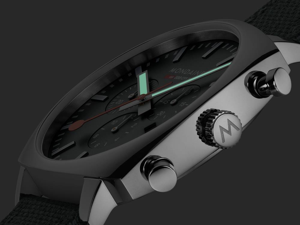 Montre à Quartz Mondaine Cushion, Vert, 41 mm, Textile, MSL.41460.LF.SET