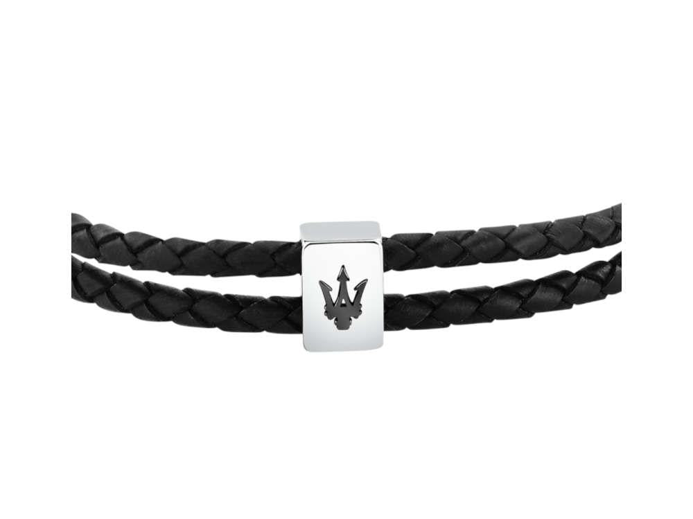 Bracelet Maserati Gioielli Cuir, Noir, Acier Inoxydable, JM226AVE44