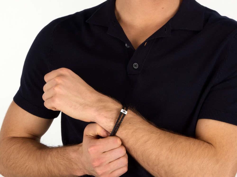 Bracelet Maserati Gioielli Cuir, Noir, Acier Inoxydable, JM226AVE44