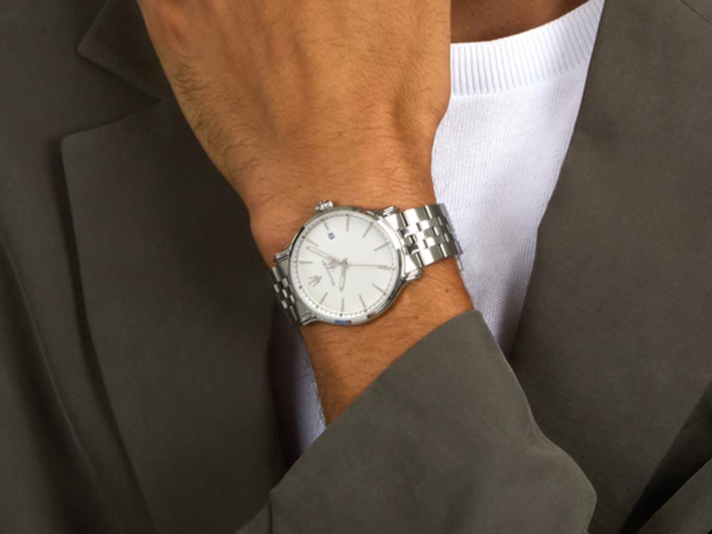 Montre à Quartz Maserati Epoca Slim, Blanc, 40 mm, Verre minéral, R8853118032