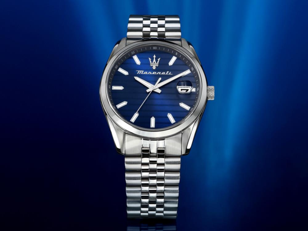 Montre à Quartz Maserati Attrazione, Bleu, 43 mm, Verre minéral, R8853151028