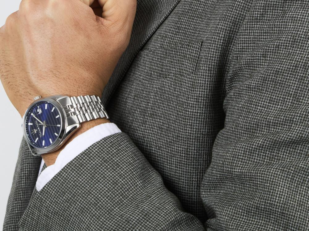 Montre à Quartz Maserati Attrazione, Bleu, 43 mm, Verre minéral, R8853151028