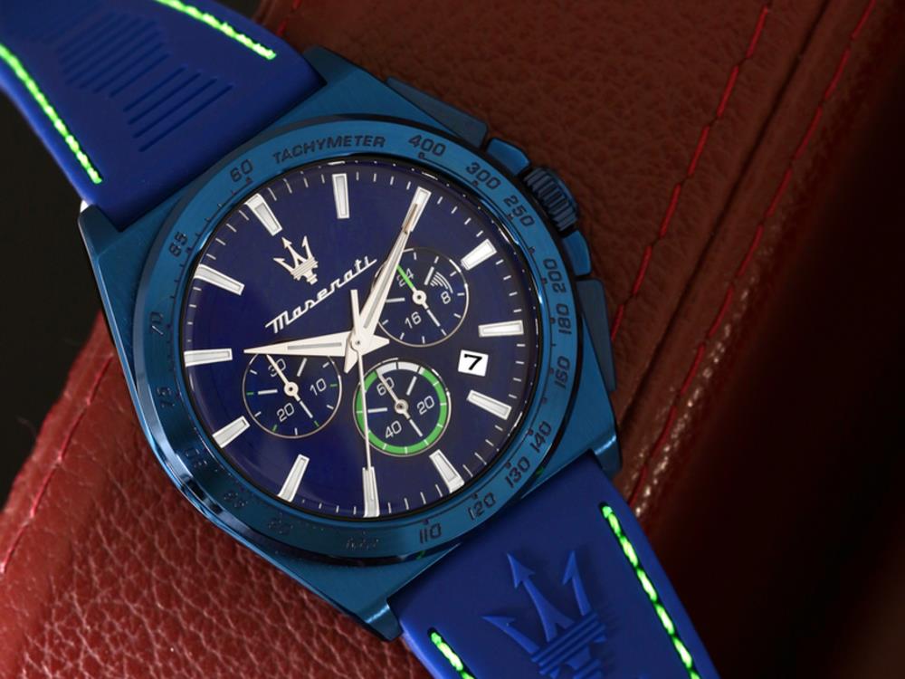 Montre à Quartz Maserati Velocitá, Bleu, 43 mm, R8871606007