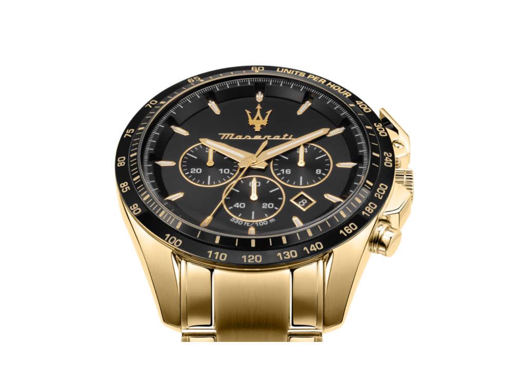 Montre à Quartz Maserati Traguardo, PVD Or, Noir, 45 mm, R8873612041