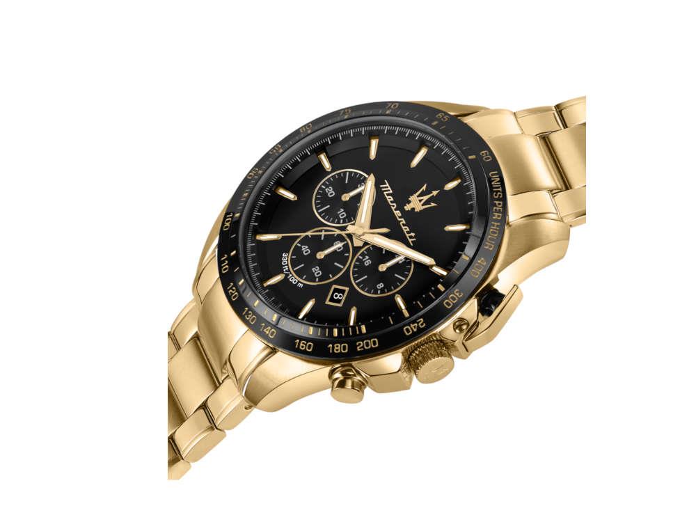 Montre à Quartz Maserati Traguardo, PVD Or, Noir, 45 mm, R8873612041