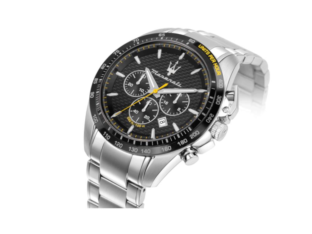 Montre à Quartz Maserati Traguardo, Noir, 45 mm, Verre minéral, R8873612042