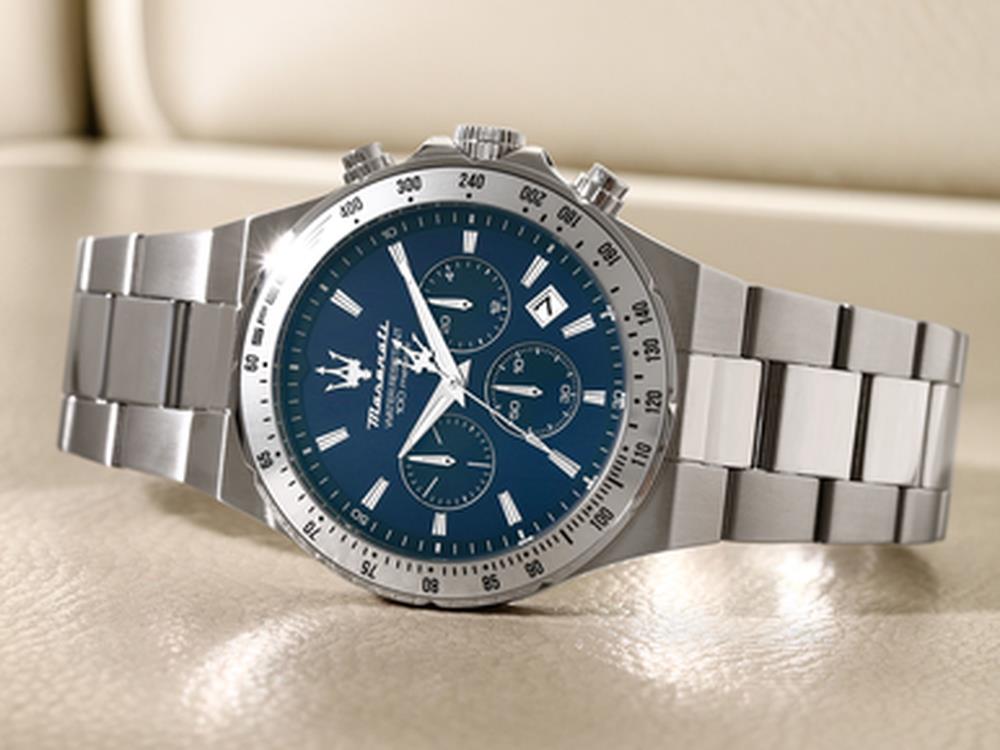 Montre à Quartz Maserati Sfida, Bleu, 41 mm, Verre minéral, R8873640029