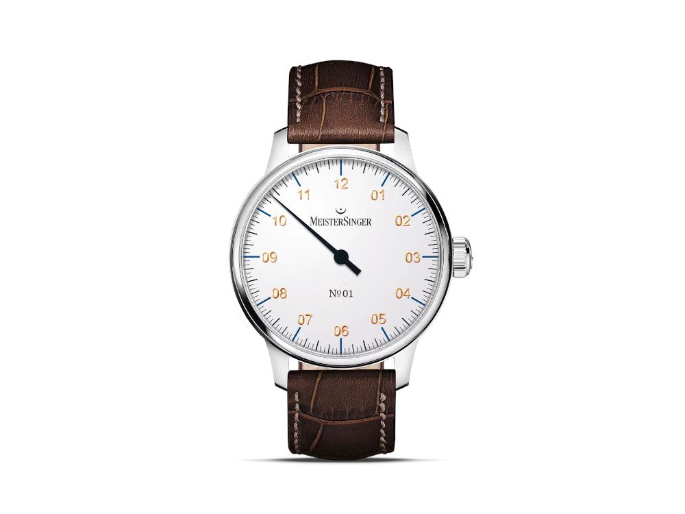 Montre Automatique Meistersinger N1, Manuel, Blanc, 43 mm, AM3301G-SG02