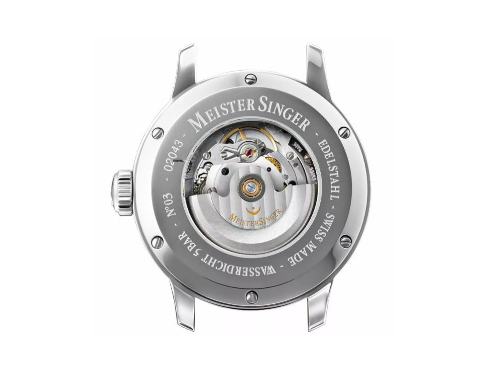 Montre Automatique Meistersinger N3, SW 200, 43 mm, Blanc, 38Heures, AM901G