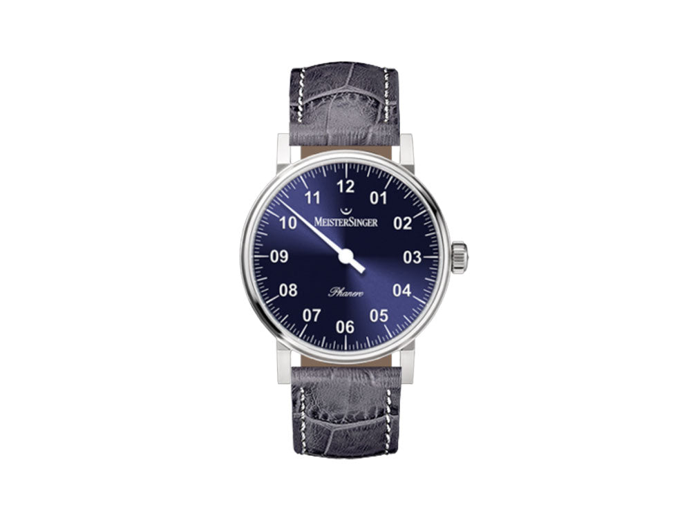 Montre Meistersinger Phanero, Remontage manuel, Bleu sunburst, PH308-SG16W