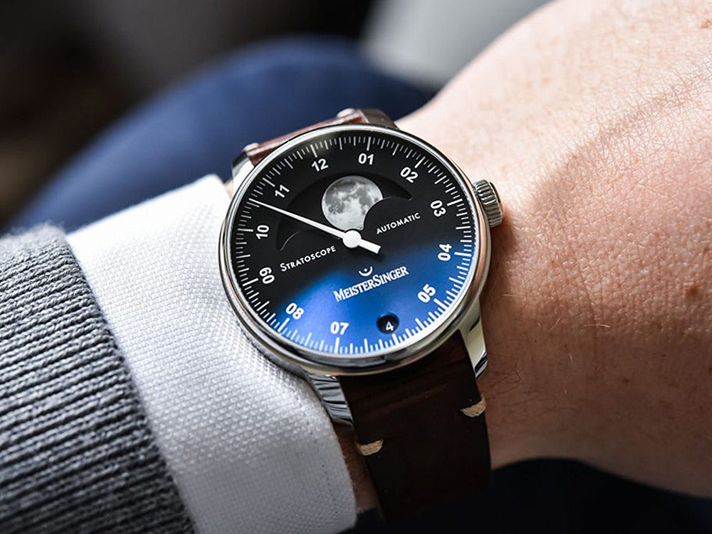 Montre Meistersinger Stratoscope, SW 220-1, 43 mm, Bleu, ST982-SVSL02