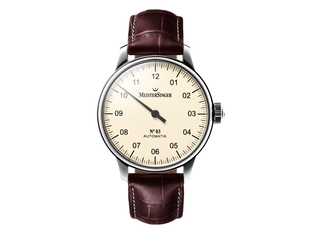 Montre Automatique Meistersinger N3, ETA 2824-2, 43mm. Bracelet en cuir, AM903