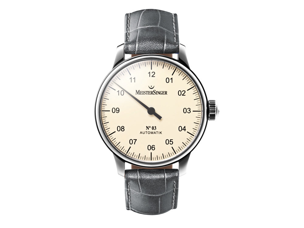 Montre Automatique Meistersinger N3, ETA 2824-2, 43mm. Bracelet en cuir, AM903